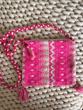 Handwoven Pink Aztec Crossbody Bag